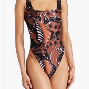 NWT Mara Hoffman Brown Idalia Printed Swimsuit XS